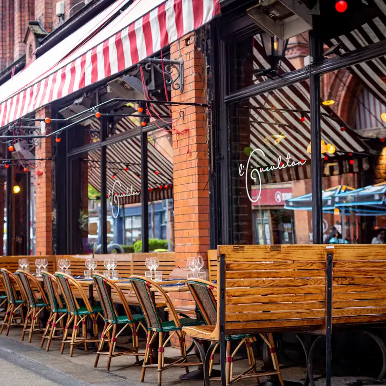 The outdoor terrace and red and white awning at l’Gueuleton, which serves one of the best brunches in south Dublin.